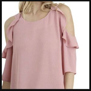 NWT Umgee Cold Shoulder Ruffle Top | Blush Pink | Size Medium